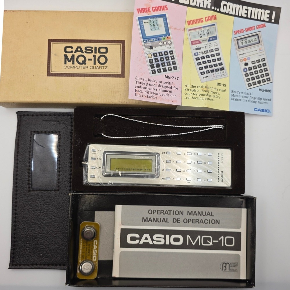 Casio MQ-10 Computer Quartz Calculator OS Silver New Old Stock Open Box